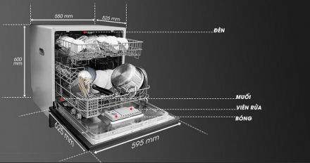 Máy rửa bát Fujishan 8 bộ âm tủ FJVN08 -S10TB mặt kính, sấy khí