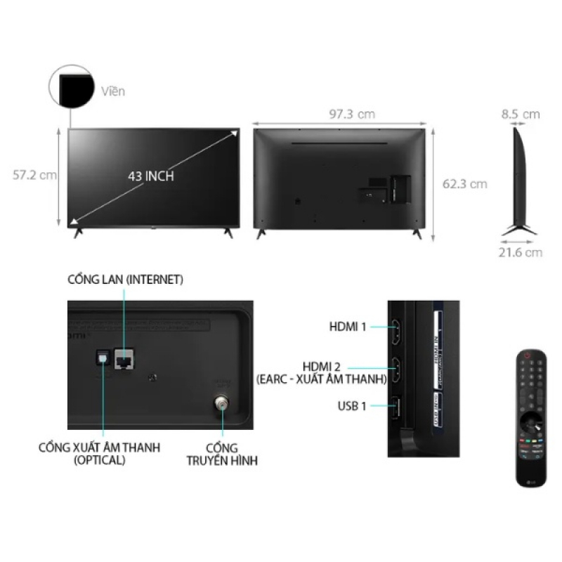 Smart Tivi LG 4K 43 inch 43UP7550PTC ThinQ AI (Model 2021)